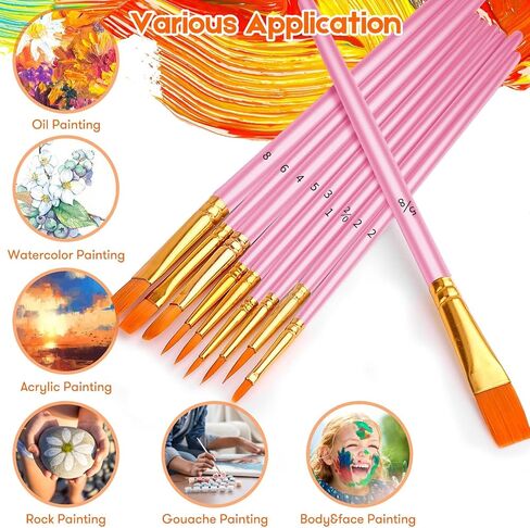 Soucolor Acrylic Paint Brushes Set, 20 Pcs Pointed Tip Artist Paintbrushes in Kuwait