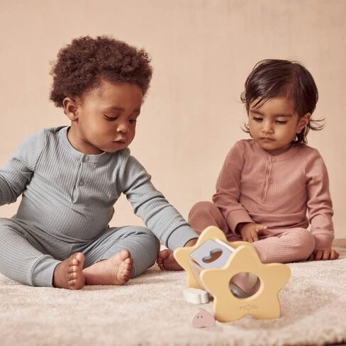 MORI Baby Unisex Pajama Set in Ribbed Navy - Front Popper Top and Elastic Waist Bottoms - Two Piece Sleepwear - 3-6 Months in Saudi Arabia