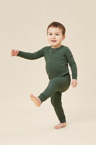 MORI Baby Unisex Pajama Set in Ribbed Navy - Front Popper Top and Elastic Waist Bottoms - Two Piece Sleepwear - 3-6 Months in Saudi Arabia