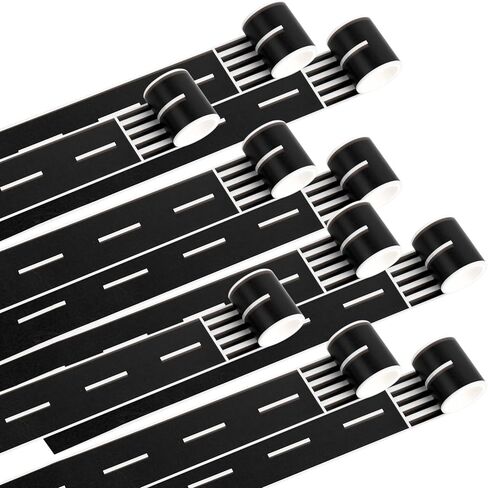 10 Rolls 16.4 Feet Road Tape Black Road Tapes for Kids Toy Car Track Racing Party Decoration (Style Set 3) in Saudi Arabia