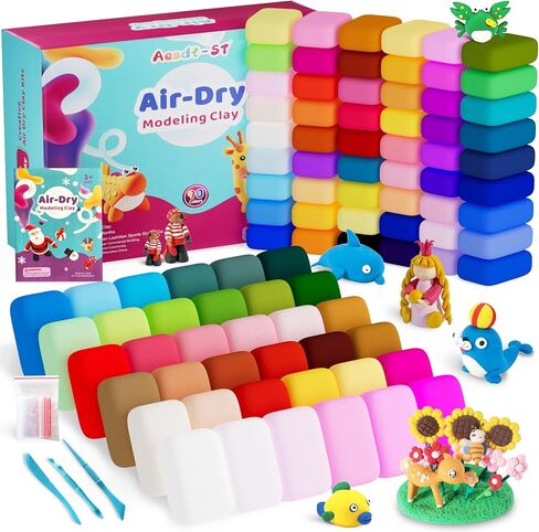 Air Dry Clay 66 Colors, Modeling Clay for Kids, DIY Model Magic Clay, Molding Clay Kit with Sculpting Tools, Non-Sticky Soft and Super Light, Arts and Crafts Gift for Boys Girls Kids. in Kuwait
