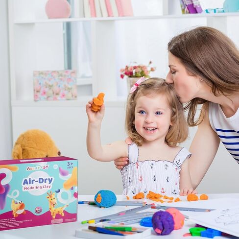 Air Dry Clay 66 Colors, Modeling Clay for Kids, DIY Model Magic Clay, Molding Clay Kit with Sculpting Tools, Non-Sticky Soft and Super Light, Arts and Crafts Gift for Boys Girls Kids. in Kuwait