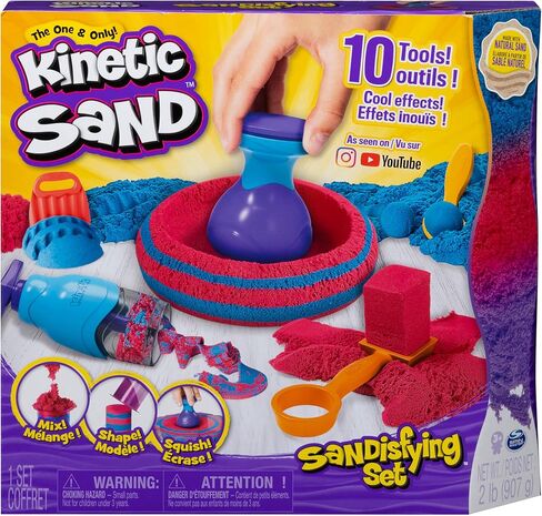 Kinetic Sand, Ultimate Sandisfying Set with 2lbs Play Sand (Pink, Yellow & Teal), 10 Tools & Molds, Sensory Toys for Kids Ages 7 and up in Kuwait