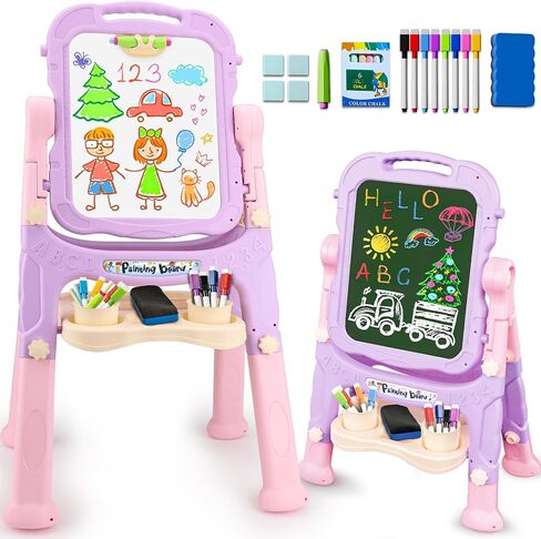 Easel for Kids Double-Sided Art Drawing Board Toys 3 4 Year Birthday Gifts in Saudi Arabia