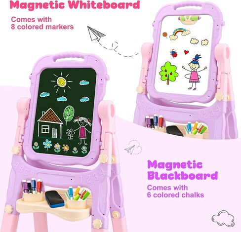 Easel for Kids Double-Sided Art Drawing Board Toys 3 4 Year Birthday Gifts in Saudi Arabia