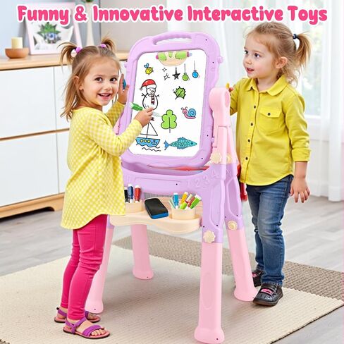 Easel for Kids Double-Sided Art Drawing Board Toys 3 4 Year Birthday Gifts in Saudi Arabia