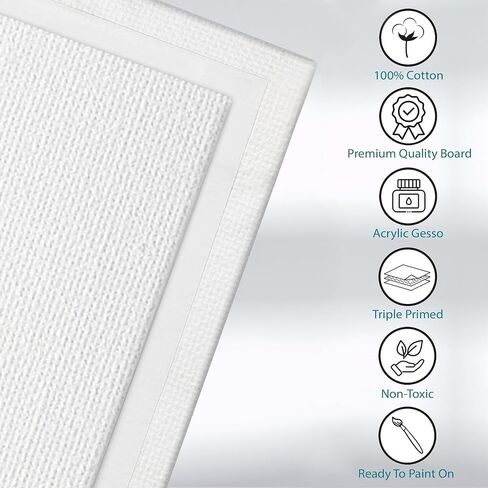 Keff 24 -Pack Bulk Canvas للطلاء ، 6 من 5 × 7 ، 8x10 ، 9x12 ، 11x14 لوحات قماش للطلاء ، اللوازم الفنية للبالغين والأطفال - القماش القطني 100 ٪ للقطن للاكريليك ، الزيت ، الألوان المائية ، بيدا in Kuwait
