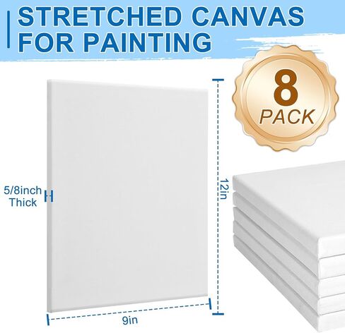 24 Pack Canvases for Painting with 4"x4", 5"x7", 8"x10", 9"x12", 11"x14", 12"x16", Round Canvas with 12"x12", 8"x8", 3 of Each, Painting Canvas for Oil & Acrylic Paint. in Kuwait