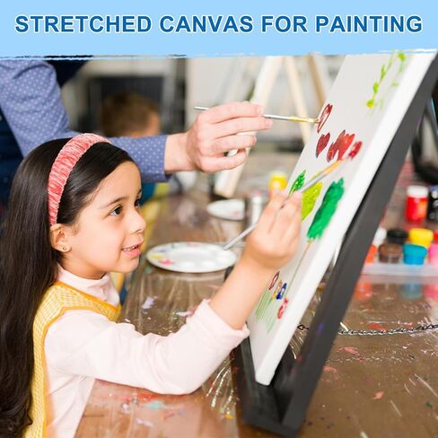 24 Pack Canvases for Painting with 4"x4", 5"x7", 8"x10", 9"x12", 11"x14", 12"x16", Round Canvas with 12"x12", 8"x8", 3 of Each, Painting Canvas for Oil & Acrylic Paint. in Kuwait
