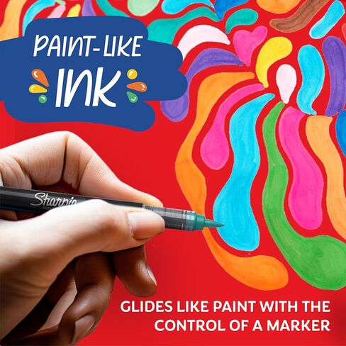 Sharpie Creative Paint-like Brush Tip Acrylic Markers, Assorted Colors, 12 Count, Perfect for Art and Craft Supplies in Saudi Arabia
