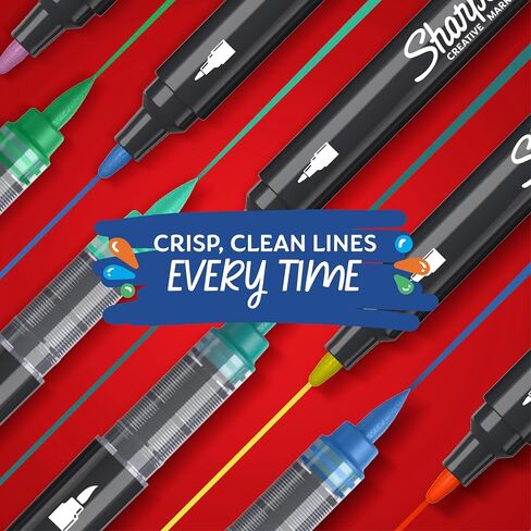 Sharpie Creative Paint-like Brush Tip Acrylic Markers, Assorted Colors, 12 Count, Perfect for Art and Craft Supplies in Saudi Arabia