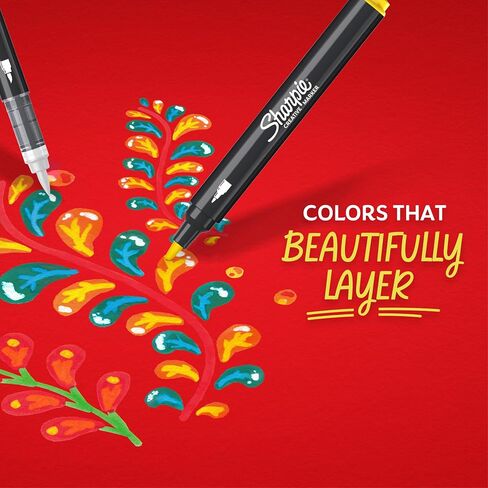 Sharpie Creative Paint-like Brush Tip Acrylic Markers, Assorted Colors, 12 Count, Perfect for Art and Craft Supplies in Saudi Arabia