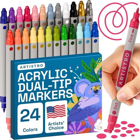 ARTISTRO 120 Precision Dual-Tip Acrylic Paint Markers – Paint Pens Set with Dot & Fine Tips for Fabric, Rock, Glass, Wood, Coloring Books – Arts & Crafts Gift – Classroom Must Haves & School Supplies in Saudi Arabia