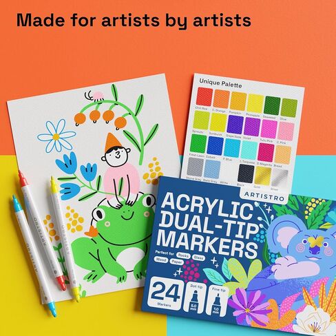 ARTISTRO 120 Precision Dual-Tip Acrylic Paint Markers – Paint Pens Set with Dot & Fine Tips for Fabric, Rock, Glass, Wood, Coloring Books – Arts & Crafts Gift – Classroom Must Haves & School Supplies in Saudi Arabia