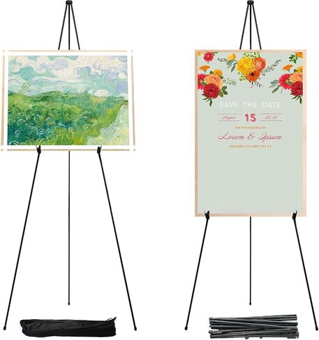 سميك سميلي ستانز لعلامة الزفاف والملصق 63 '' الحامل المحمول لعرض easel easel لحامل الحامل المعدني القابل للتعديل ، حامل ترايبود سريع الإعداد ، العروض ، العلامات ، الملصقات (أسود 1pc) in Kuwait