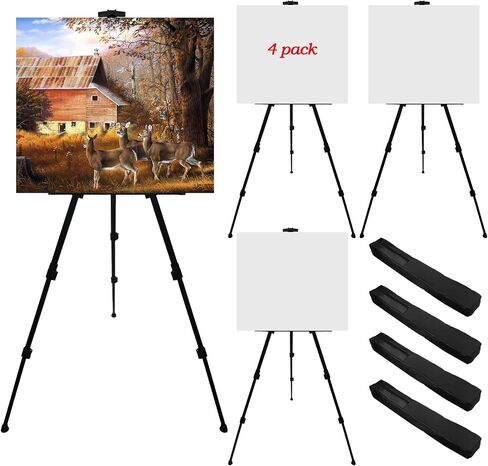 Art Painting Display Artist Easel Stand,Ns Jymb Portable Metal Adjustable Easels for Painting Canvases Height from 17 to 66 Inch - Carry Bag for Table-Top/Floor Displaying and Wedding Signs - Black in Saudi Arabia