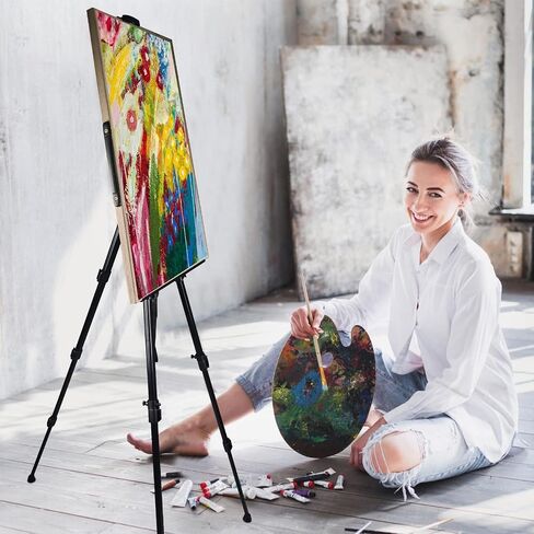 Art Painting Display Artist Easel Stand,Ns Jymb Portable Metal Adjustable Easels for Painting Canvases Height from 17 to 66 Inch - Carry Bag for Table-Top/Floor Displaying and Wedding Signs - Black in Saudi Arabia