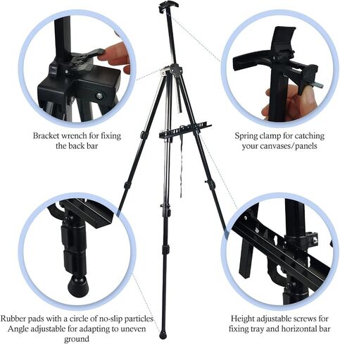 Art Painting Display Artist Easel Stand,Ns Jymb Portable Metal Adjustable Easels for Painting Canvases Height from 17 to 66 Inch - Carry Bag for Table-Top/Floor Displaying and Wedding Signs - Black in Saudi Arabia