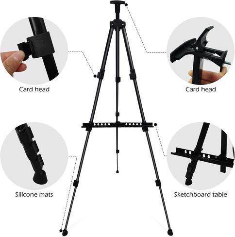 Art Painting Display Artist Easel Stand,Ns Jymb Portable Metal Adjustable Easels for Painting Canvases Height from 17 to 66 Inch - Carry Bag for Table-Top/Floor Displaying and Wedding Signs - Black in Saudi Arabia