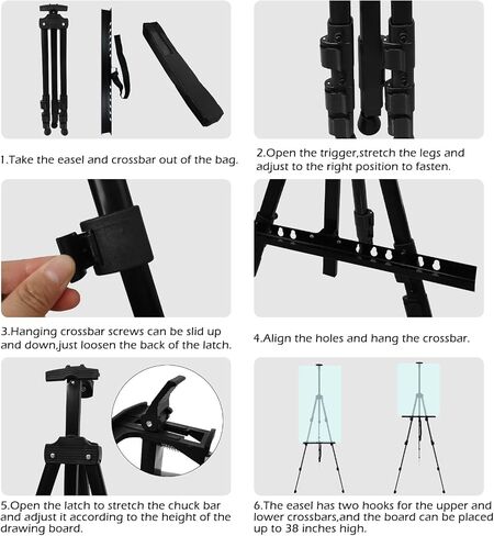 Art Painting Display Artist Easel Stand,Ns Jymb Portable Metal Adjustable Easels for Painting Canvases Height from 17 to 66 Inch - Carry Bag for Table-Top/Floor Displaying and Wedding Signs - Black in Saudi Arabia