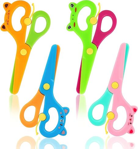 LOVESTOWN Plastic Scissors for Kids, 4 PCS Pre-School Training Scissors, Age 3 for Toddler Arts and Crafts in Saudi Arabia