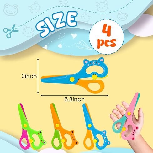LOVESTOWN Plastic Scissors for Kids, 4 PCS Pre-School Training Scissors, Age 3 for Toddler Arts and Crafts in Saudi Arabia