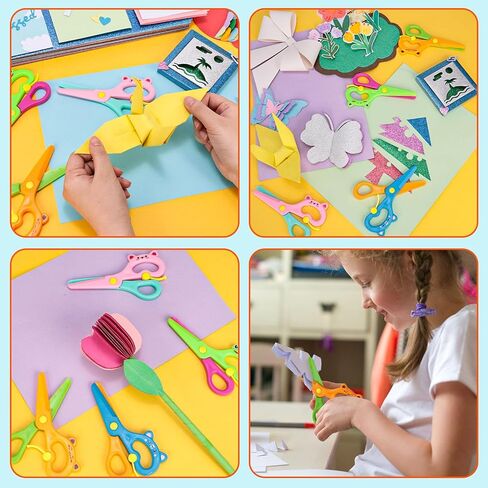 LOVESTOWN Plastic Scissors for Kids, 4 PCS Pre-School Training Scissors, Age 3 for Toddler Arts and Crafts in Saudi Arabia