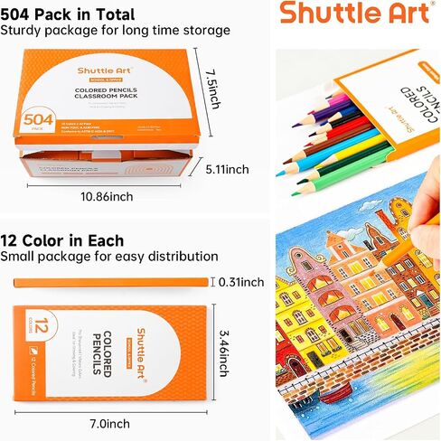 Shuttle Art 360 PCS Colored Pencils Bulk, 12 Assorted Colors, Pack of 30, Break-resistant, Pre-sharpened Colored Pencils for Kids, Bulk Pack School Supplies for Teachers & Students in Saudi Arabia