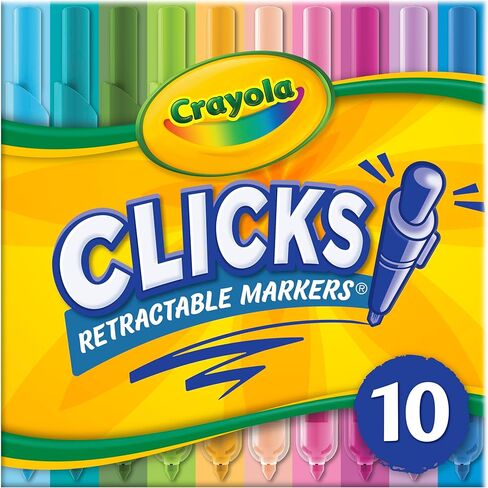 Crayola Clicks Retractable Markers (10ct), No Dry Washable Markers for Kids, Bold Colors, Click Markers for School, Easter Basket Stuffers & Gifts for Kids in Saudi Arabia