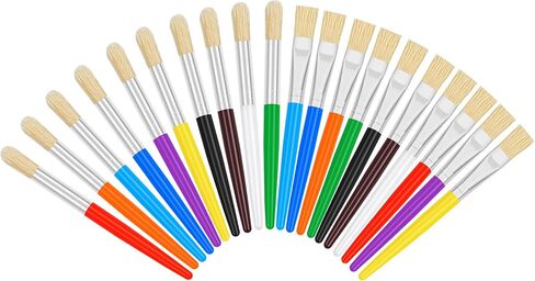 20 Pcs Paint Brushes for Kids, Round and Flat Kids Paint Brushes, Easy Hold and Clean Toddler Paint Brushes, Bristle Craft Paint Brushes for Acrylic Oil Watercolor Washable Paint in Saudi Arabia