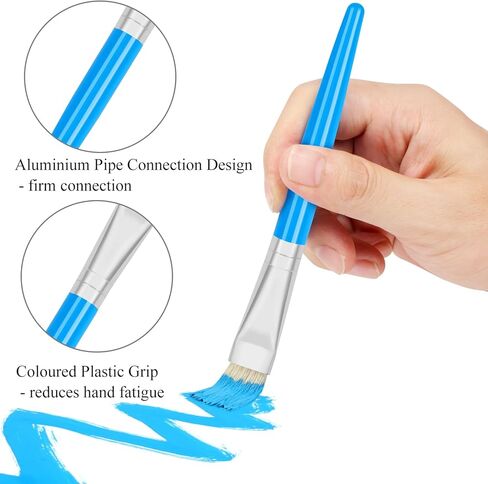 20 Pcs Paint Brushes for Kids, Round and Flat Kids Paint Brushes, Easy Hold and Clean Toddler Paint Brushes, Bristle Craft Paint Brushes for Acrylic Oil Watercolor Washable Paint in Saudi Arabia