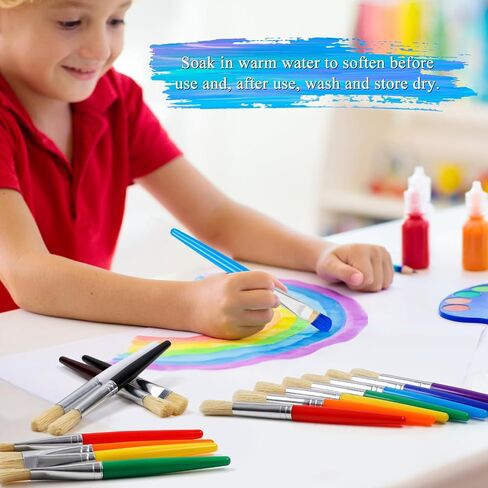 20 Pcs Paint Brushes for Kids, Round and Flat Kids Paint Brushes, Easy Hold and Clean Toddler Paint Brushes, Bristle Craft Paint Brushes for Acrylic Oil Watercolor Washable Paint in Saudi Arabia