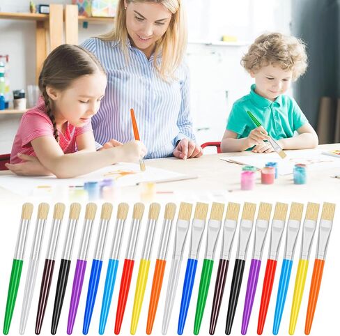 20 Pcs Paint Brushes for Kids, Round and Flat Kids Paint Brushes, Easy Hold and Clean Toddler Paint Brushes, Bristle Craft Paint Brushes for Acrylic Oil Watercolor Washable Paint in Saudi Arabia