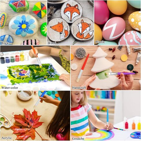 20 Pcs Paint Brushes for Kids, Round and Flat Kids Paint Brushes, Easy Hold and Clean Toddler Paint Brushes, Bristle Craft Paint Brushes for Acrylic Oil Watercolor Washable Paint in Saudi Arabia