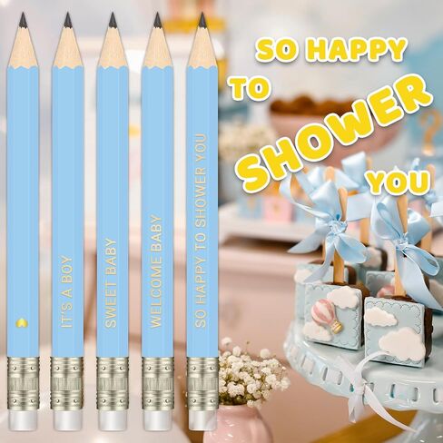 50Pcs - Baby Shower Sharpened Half Pencils with Erasers, Pre-sharpened Pencils for Baby Shower Games, 4 Inches in Kuwait