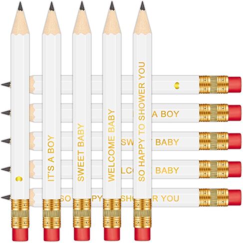 50Pcs - Baby Shower Sharpened Half Pencils with Erasers, Pre-sharpened Pencils for Baby Shower Games, 4 Inches in Kuwait