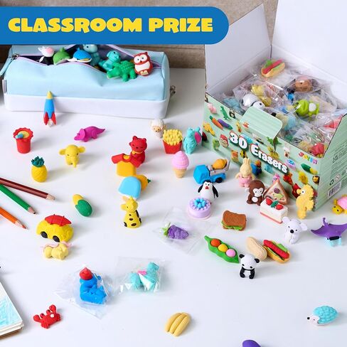 Joyin 36pcs محايات الحيوانات للأطفال ، محايات أقلام الرصاص بشكل كبير ، ولغز الحيوانات الأليفة المكتبية لمكافآت الفصول الدراسية العودة إلى اللوازم المدرسية حفلات الكنز صندوق ألعاب in Saudi Arabia