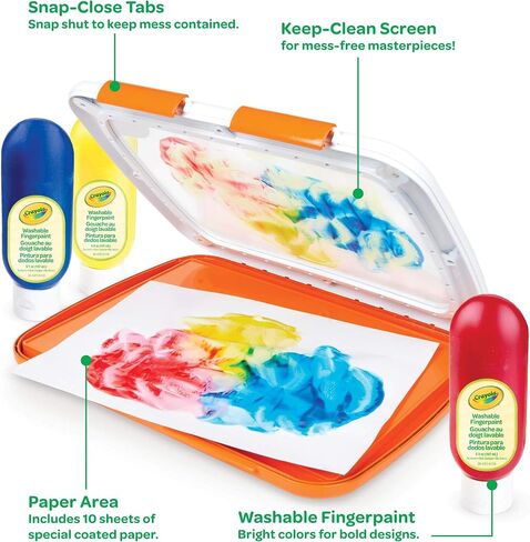 Crayola Washable Finger Paint Station, Mess Free Washable Finger Painting for Toddlers, Toddler Arts & Crafts, Sensory Activity, Easter Basket Stuffers, 1+ in Saudi Arabia
