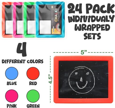 Mini Chalkboard for Kids - (Pack of 24) Goodie Bags Stuffers for Kids Mini Kids Chalkboard Each with 2 Chalk Sticks, and 1 Eraser for Boys and Girls,Toddler Party Favors Birthday Goodie Bags for Kids in Saudi Arabia