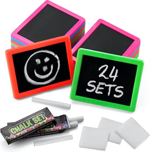 Mini Chalkboard for Kids - (Pack of 24) Goodie Bags Stuffers for Kids Mini Kids Chalkboard Each with 2 Chalk Sticks, and 1 Eraser for Boys and Girls,Toddler Party Favors Birthday Goodie Bags for Kids in Saudi Arabia