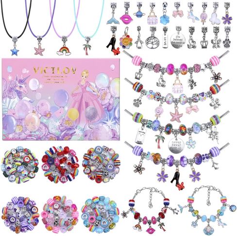 VICTLOV Charm Bracelet Making Kit, DIY Craft for Girls, Unicorn/Mermaid Crafts Gifts Set for Arts and Crafts for Girls Teens Ages 5-12 in Saudi Arabia
