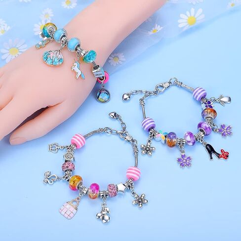 VICTLOV Charm Bracelet Making Kit, DIY Craft for Girls, Unicorn/Mermaid Crafts Gifts Set for Arts and Crafts for Girls Teens Ages 5-12 in Saudi Arabia