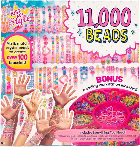 Just My Style ABC Beads by Horizon Group Usa, 1000+ Charms & Beads, Alphabet Charms, Accent Seed Star Wax Beading Cord, Satin Cord Key Ring Included, Bright, Small in Kuwait