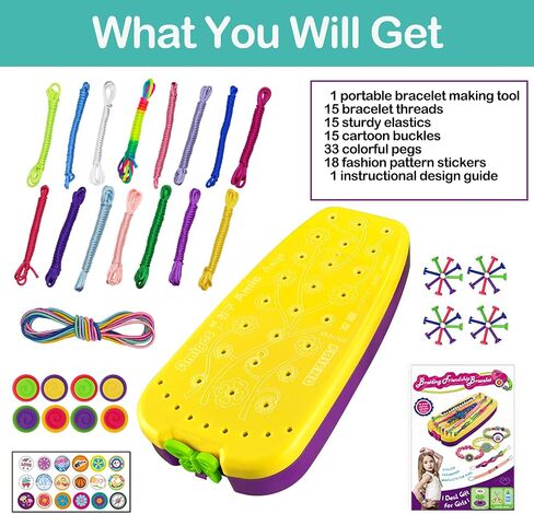 Friendship Bracelet Making Kit Toys, Ages 7 8 9 10 11 12 Year Old Girls Gifts Ideas, Birthday Present for Teen Girl, Arts and Crafts String Maker Tool, Bracelet DIY, Kids Travel Activity Set in Kuwait