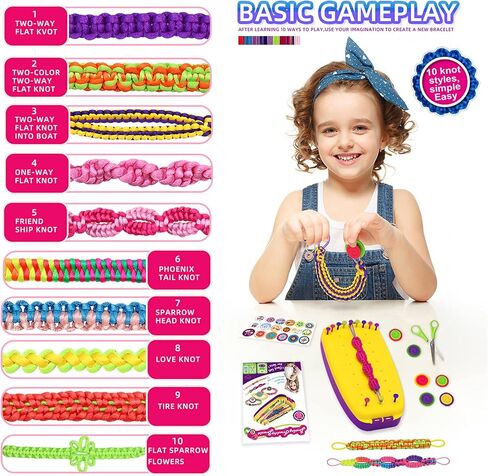 Friendship Bracelet Making Kit Toys, Ages 7 8 9 10 11 12 Year Old Girls Gifts Ideas, Birthday Present for Teen Girl, Arts and Crafts String Maker Tool, Bracelet DIY, Kids Travel Activity Set in Kuwait