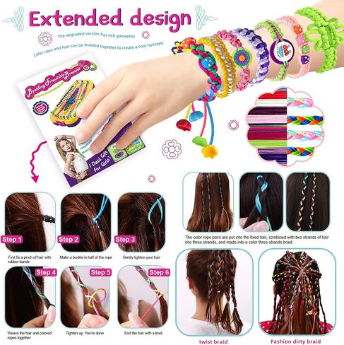 Friendship Bracelet Making Kit Toys, Ages 7 8 9 10 11 12 Year Old Girls Gifts Ideas, Birthday Present for Teen Girl, Arts and Crafts String Maker Tool, Bracelet DIY, Kids Travel Activity Set in Kuwait