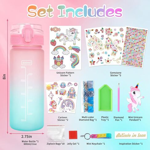 GirlsHome Decorate Your Own Water Bottle for Girls Age 4-6-8-10, Unicorn Toys for Girls Painting Crafts, Fun Arts and Crafts Kits 6-12 Year Old Toddler Girls Birthday Christmas Gifts Toys in Saudi Arabia