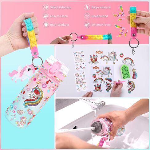 GirlsHome Decorate Your Own Water Bottle for Girls Age 4-6-8-10, Unicorn Toys for Girls Painting Crafts, Fun Arts and Crafts Kits 6-12 Year Old Toddler Girls Birthday Christmas Gifts Toys in Saudi Arabia