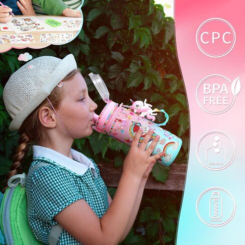 GirlsHome Decorate Your Own Water Bottle for Girls Age 4-6-8-10, Unicorn Toys for Girls Painting Crafts, Fun Arts and Crafts Kits 6-12 Year Old Toddler Girls Birthday Christmas Gifts Toys in Saudi Arabia