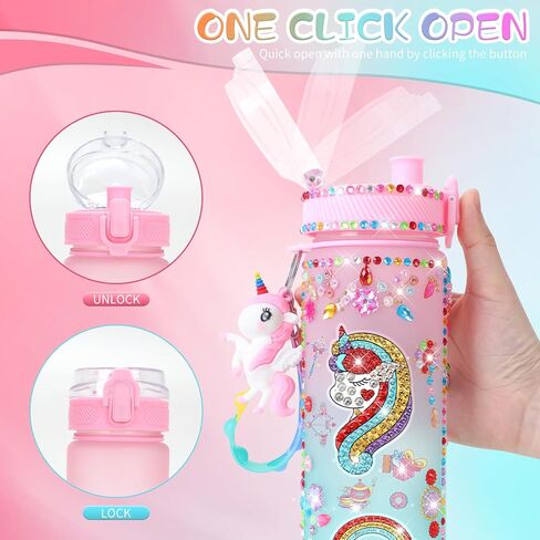 GirlsHome Decorate Your Own Water Bottle for Girls Age 4-6-8-10, Unicorn Toys for Girls Painting Crafts, Fun Arts and Crafts Kits 6-12 Year Old Toddler Girls Birthday Christmas Gifts Toys in Saudi Arabia